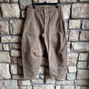 GAP Mid Rise Twill Barrel Pants In Hayes Brown